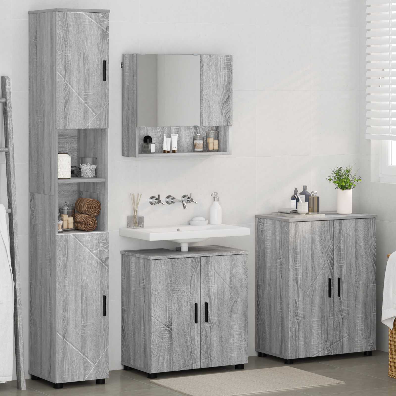 Ensemble de mobilier de salle de bain 4 pc Gris Sonoma - XIOS