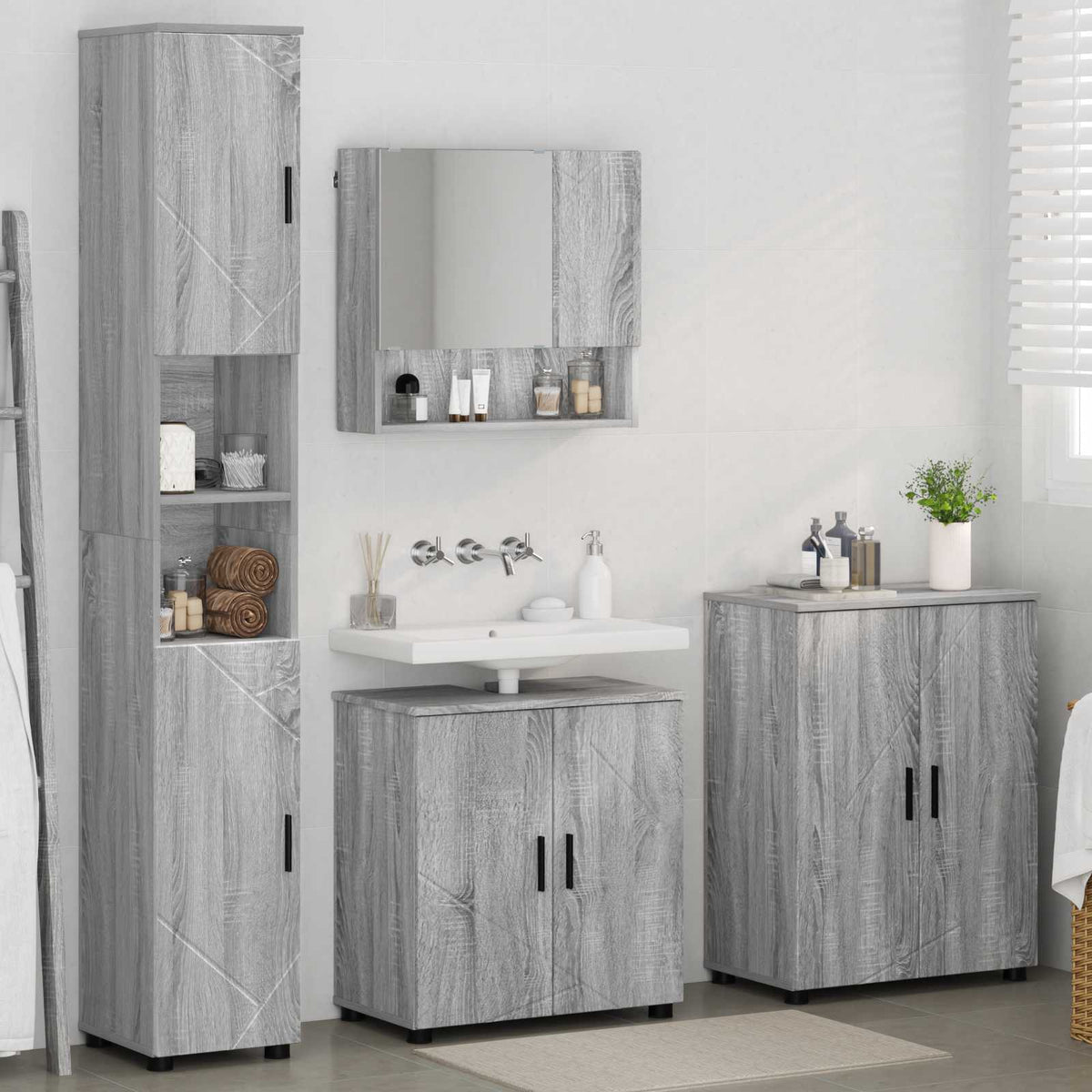 Ensemble de mobilier de salle de bain 4 pc Gris Sonoma
