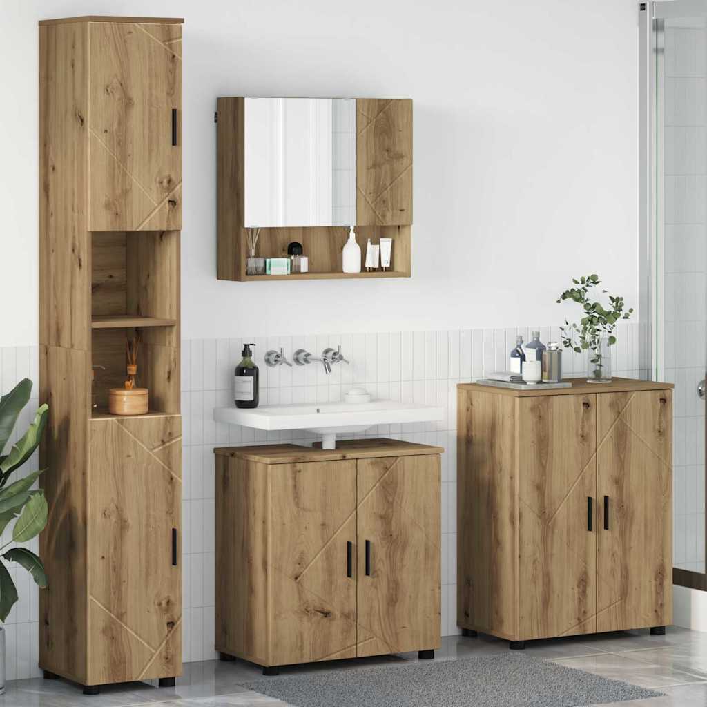 Ensemble de mobilier de salle de bain 4 pc Chêne artisanal