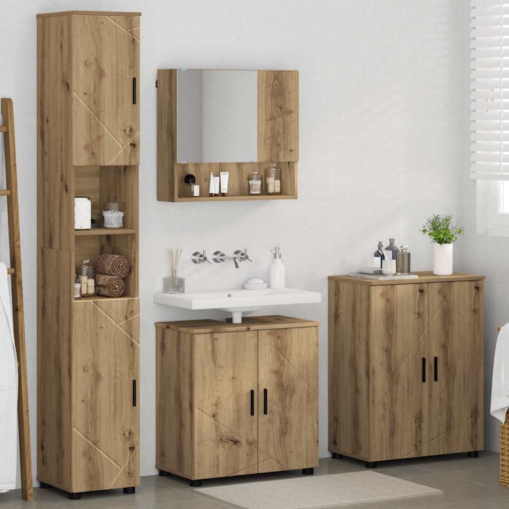 Ensemble de mobilier de salle de bain 4 pc Chêne artisanal