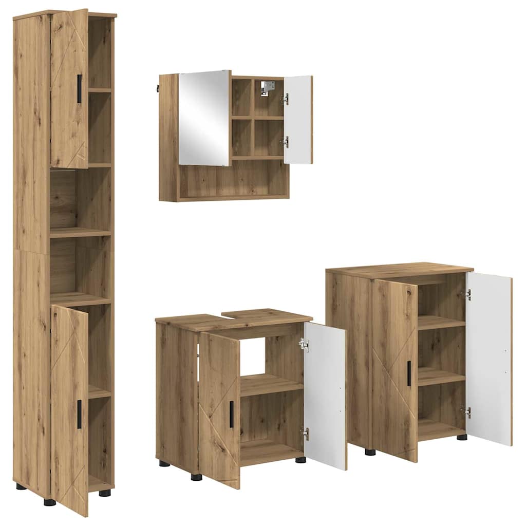 Ensemble de mobilier de salle de bain 4 pc Chêne artisanal
