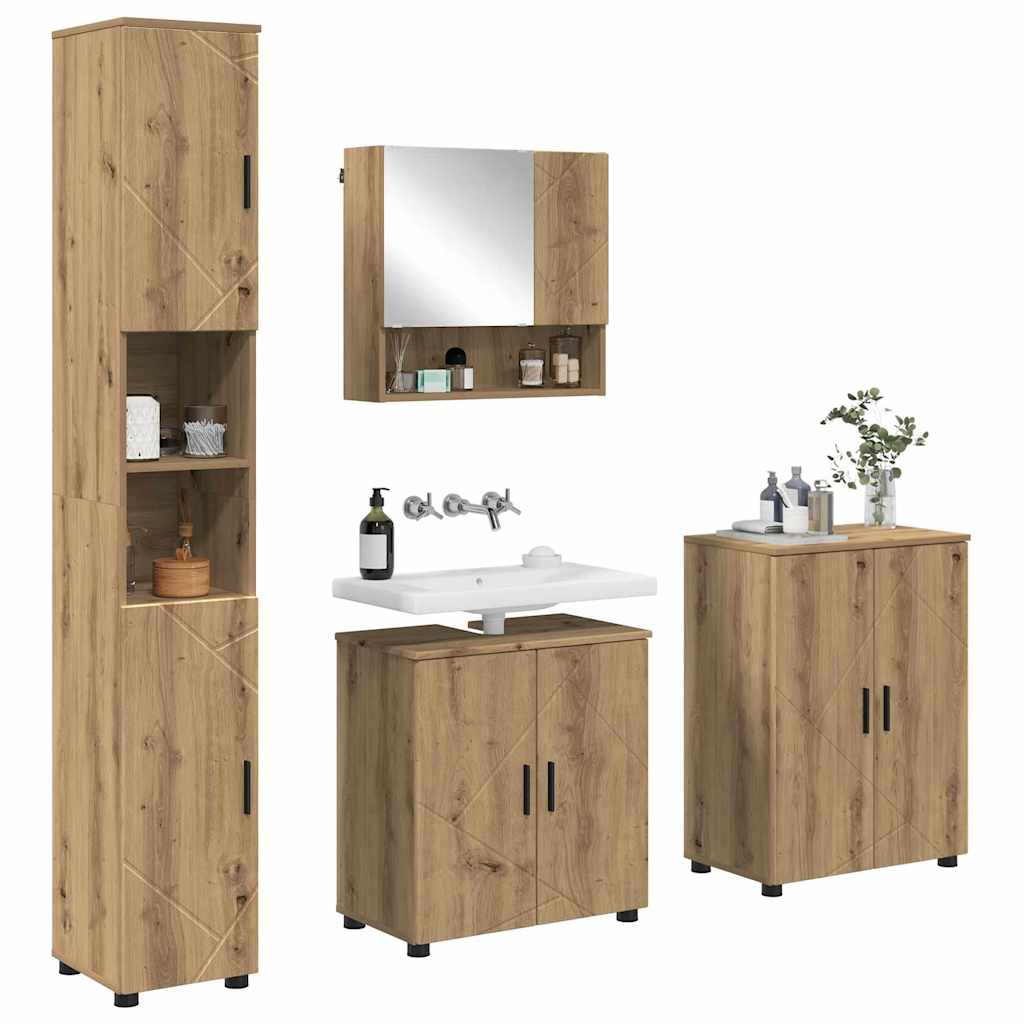 Ensemble de mobilier de salle de bain 4 pc Chêne artisanal