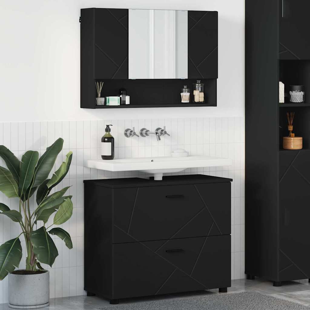 Ensemble de mobilier de salle de bain 2 pc Noir