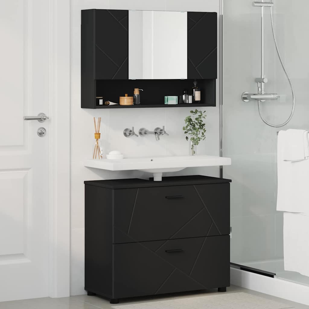 Ensemble de mobilier de salle de bain 2 pc Noir