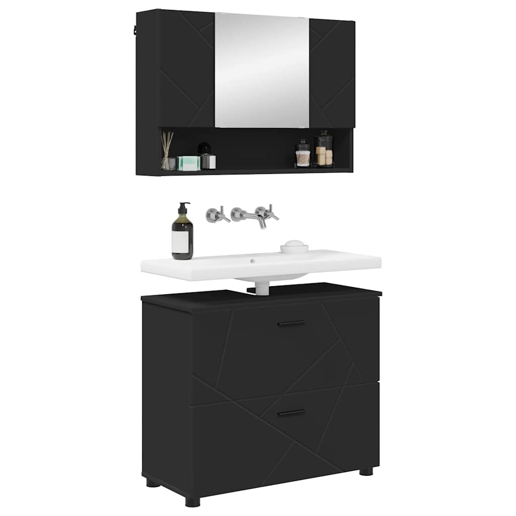 Ensemble de mobilier de salle de bain 2 pc Noir