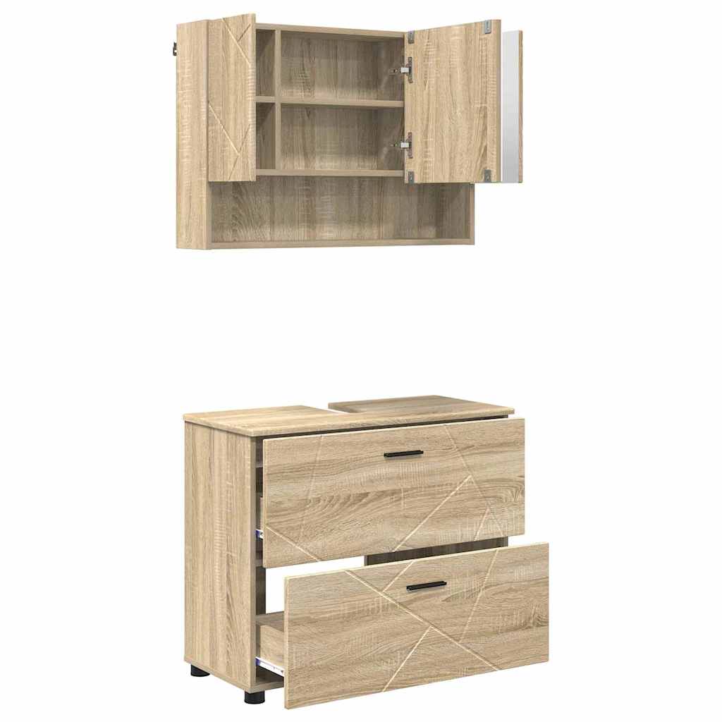 Ensemble de mobilier de salle de bain 2 pc Chêne Sonoma