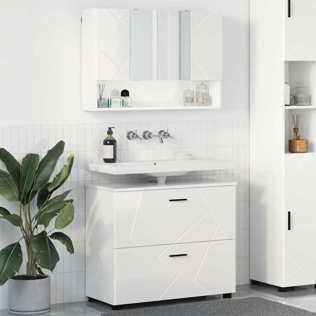 Ensemble de mobilier de salle de bain 2 pc Blanc brillant - XIOS