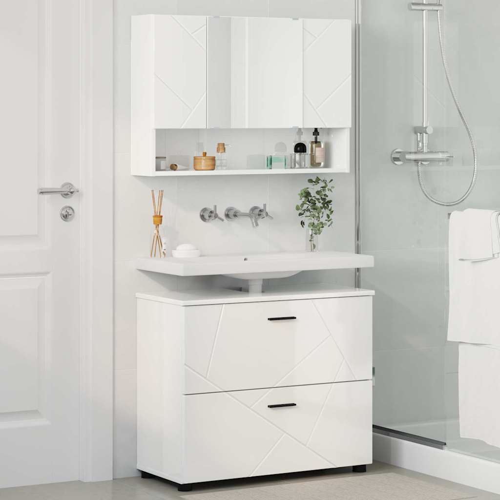 Ensemble de mobilier de salle de bain 2 pc Blanc brillant