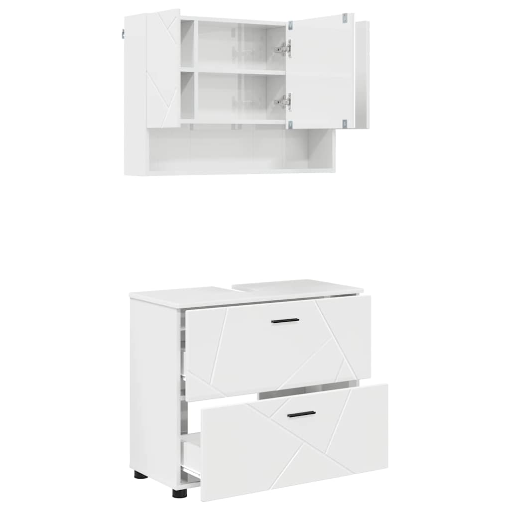 Ensemble de mobilier de salle de bain 2 pc Blanc brillant