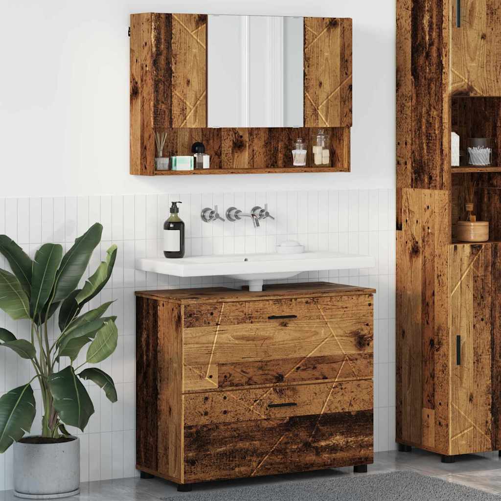 Ensemble de mobilier de salle de bain 2 pc Bois Ancien