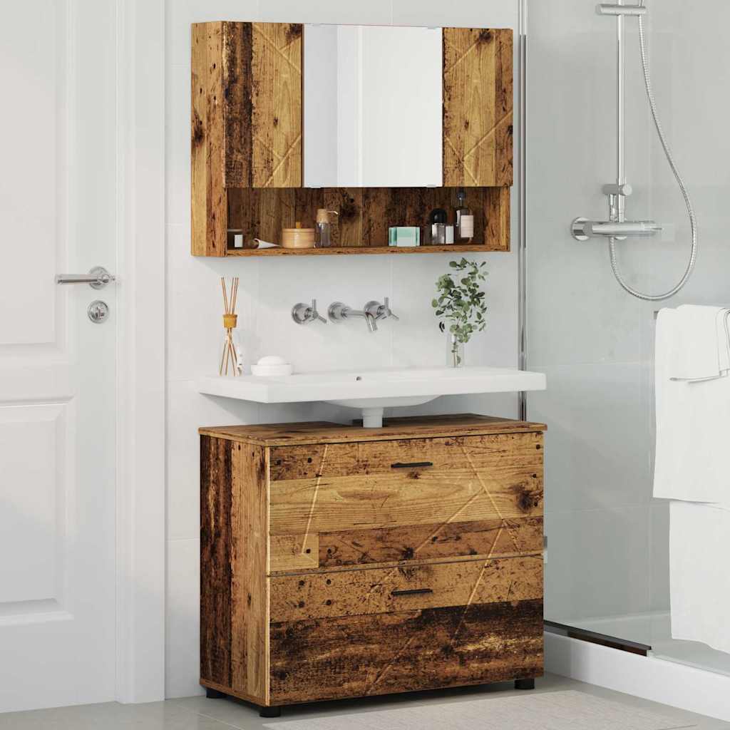 Ensemble de mobilier de salle de bain 2 pc Bois Ancien