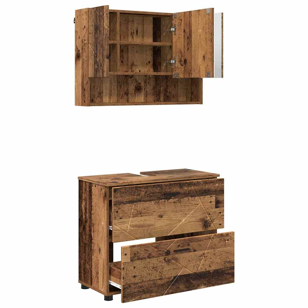 Ensemble de mobilier de salle de bain 2 pc Bois Ancien