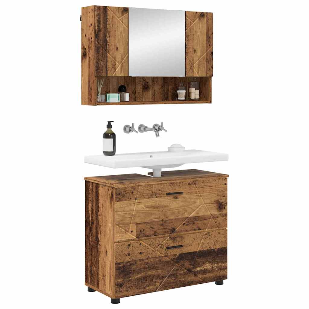 Ensemble de mobilier de salle de bain 2 pc Bois Ancien