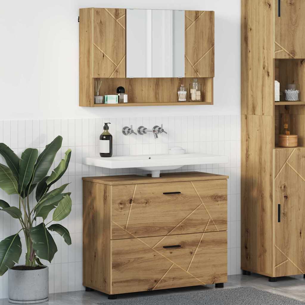 Ensemble de mobilier de salle de bain 2 pc Chêne artisanal
