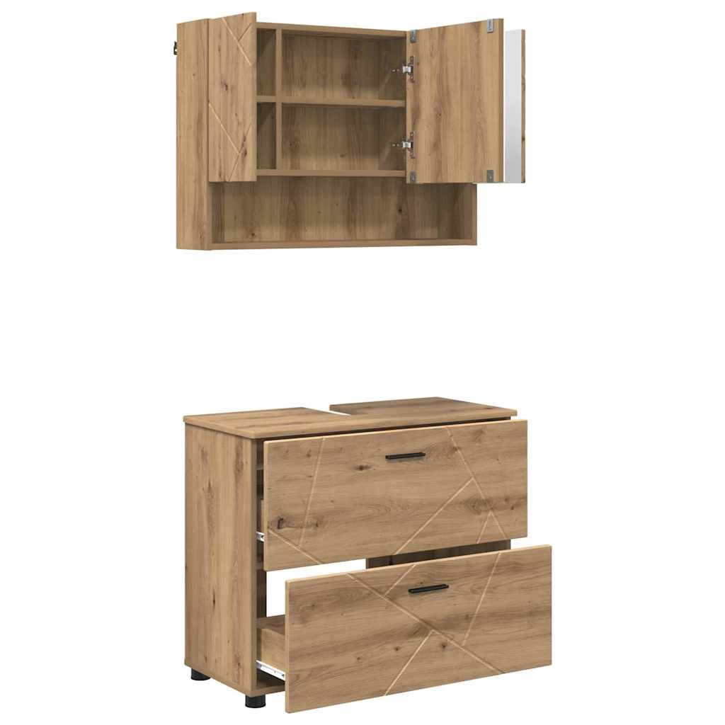 Ensemble de mobilier de salle de bain 2 pc Chêne artisanal