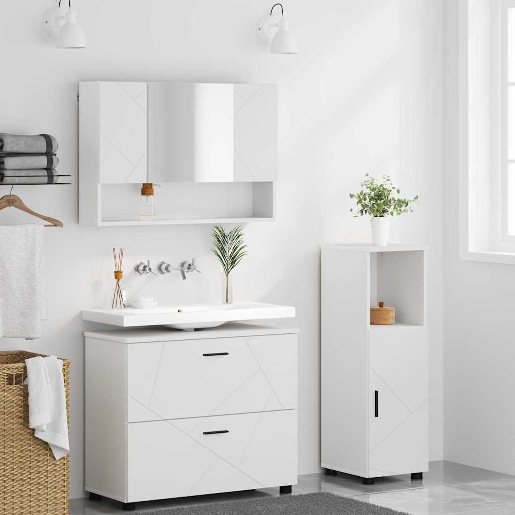 Ensemble de mobilier de salle de bain 3 pièces Blanc