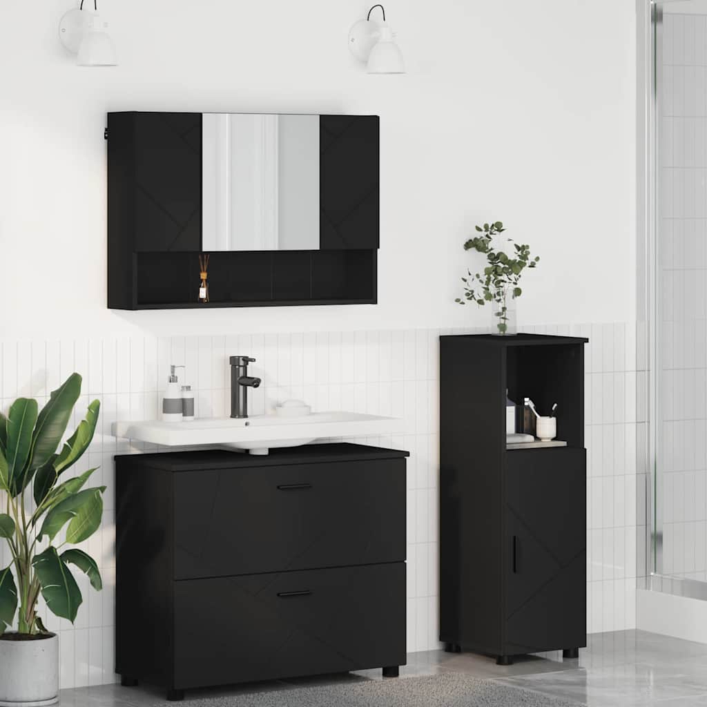Ensemble de mobilier de salle de bain 3 pc Noir