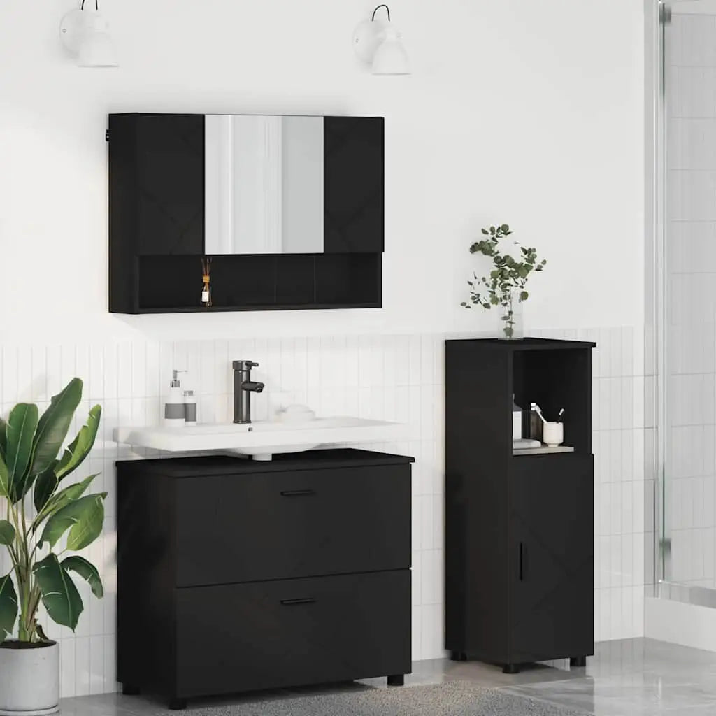 Ensemble de mobilier de salle de bain 3 pc Noir - XIOS