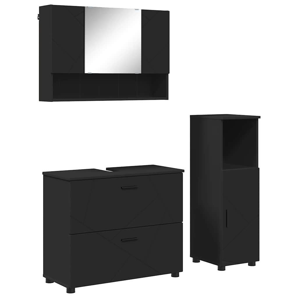 Ensemble de mobilier de salle de bain 3 pc Noir