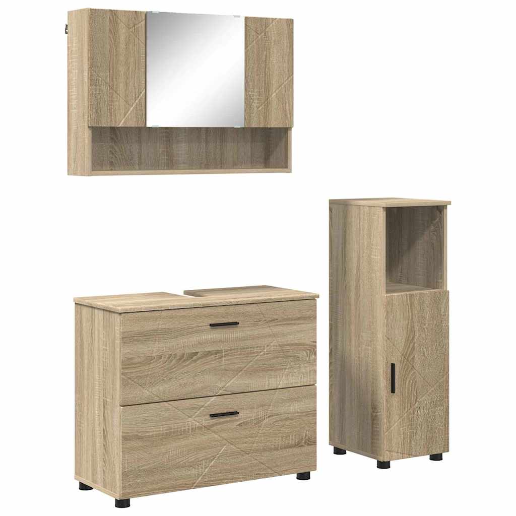 Ensemble de mobilier de salle de bain 3 pièces Chêne Sonoma