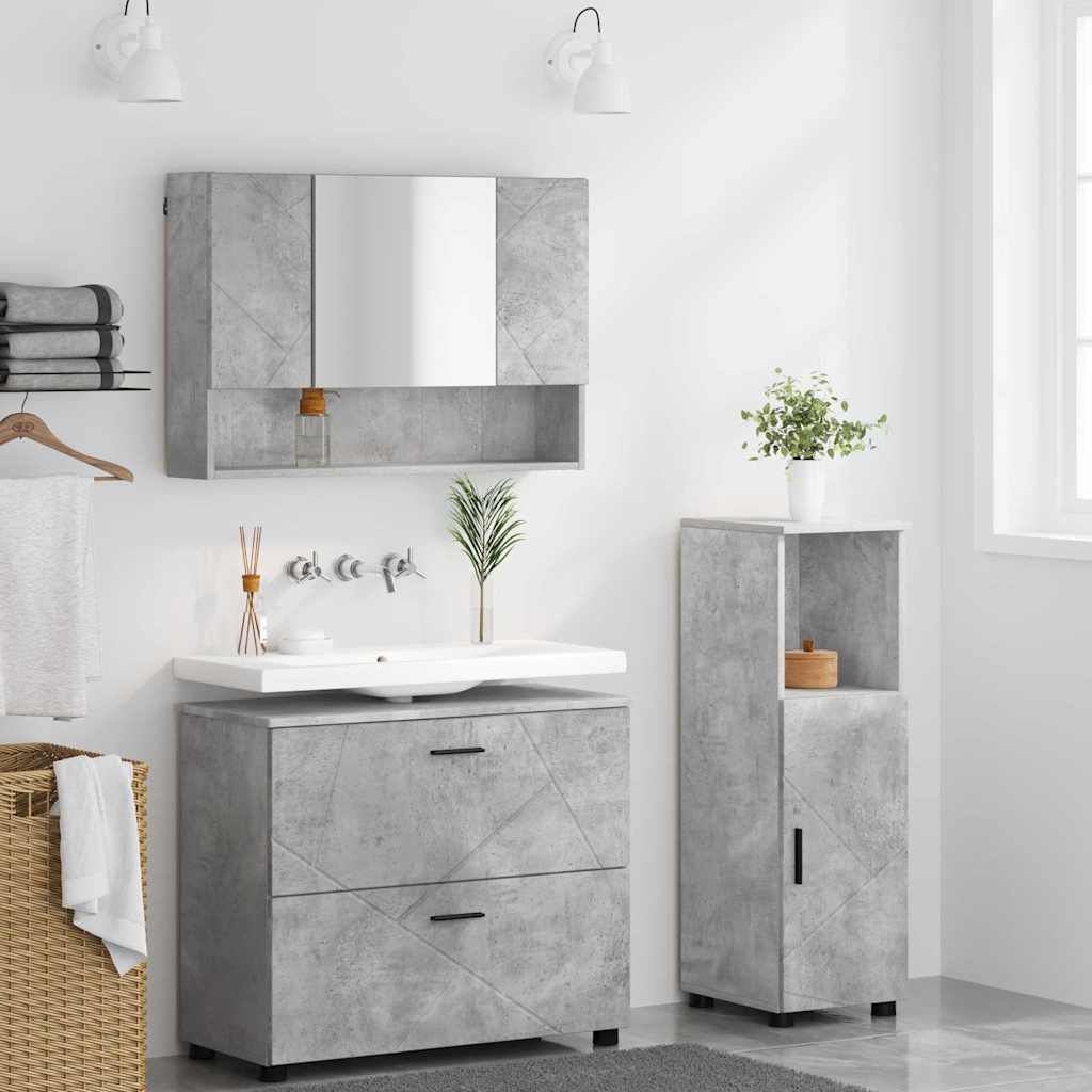 Ensemble de mobilier de salle de bain 3 pc Gris béton