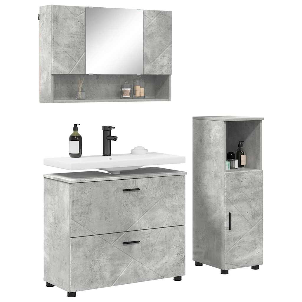 Ensemble de mobilier de salle de bain 3 pc Gris béton