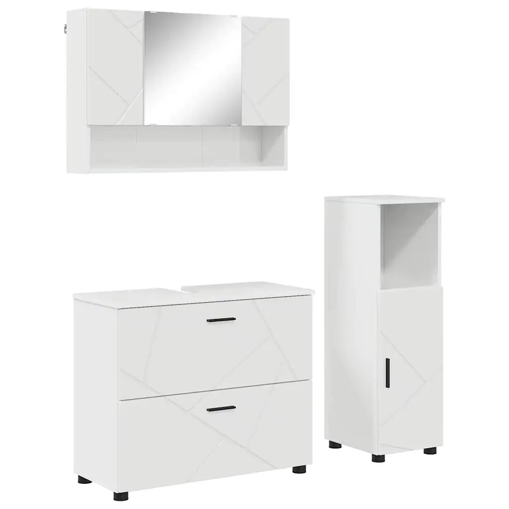 Ensemble de mobilier de salle de bain 3 pc Blanc brillant - XIOS