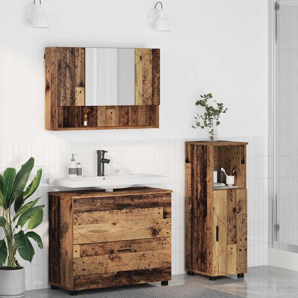 Ensemble de mobilier de salle de bain 3 pièces Bois Ancien
