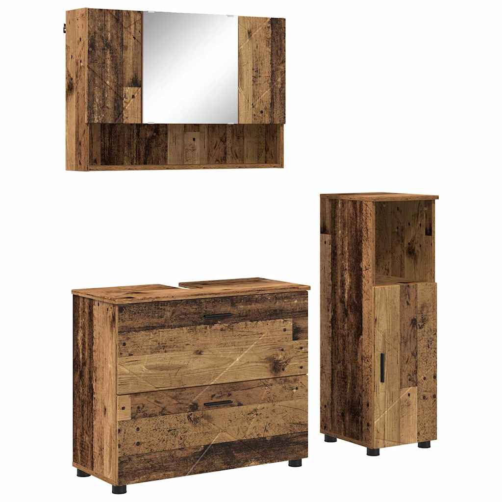 Ensemble de mobilier de salle de bain 3 pièces Bois Ancien