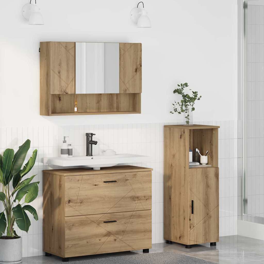 Ensemble de mobilier de salle de bain 3 pc Chêne artisanal