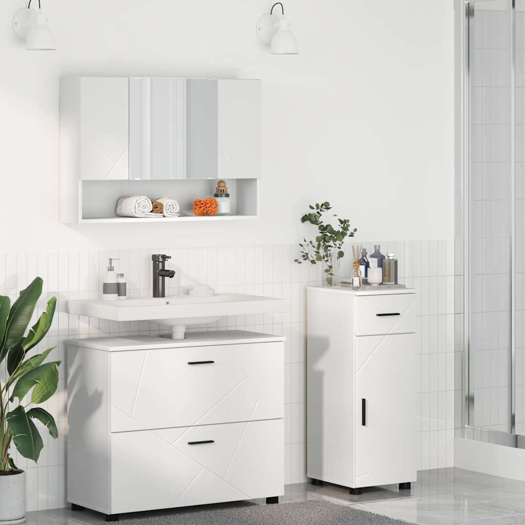 Ensemble de mobilier de salle de bain 3 pièces Blanc