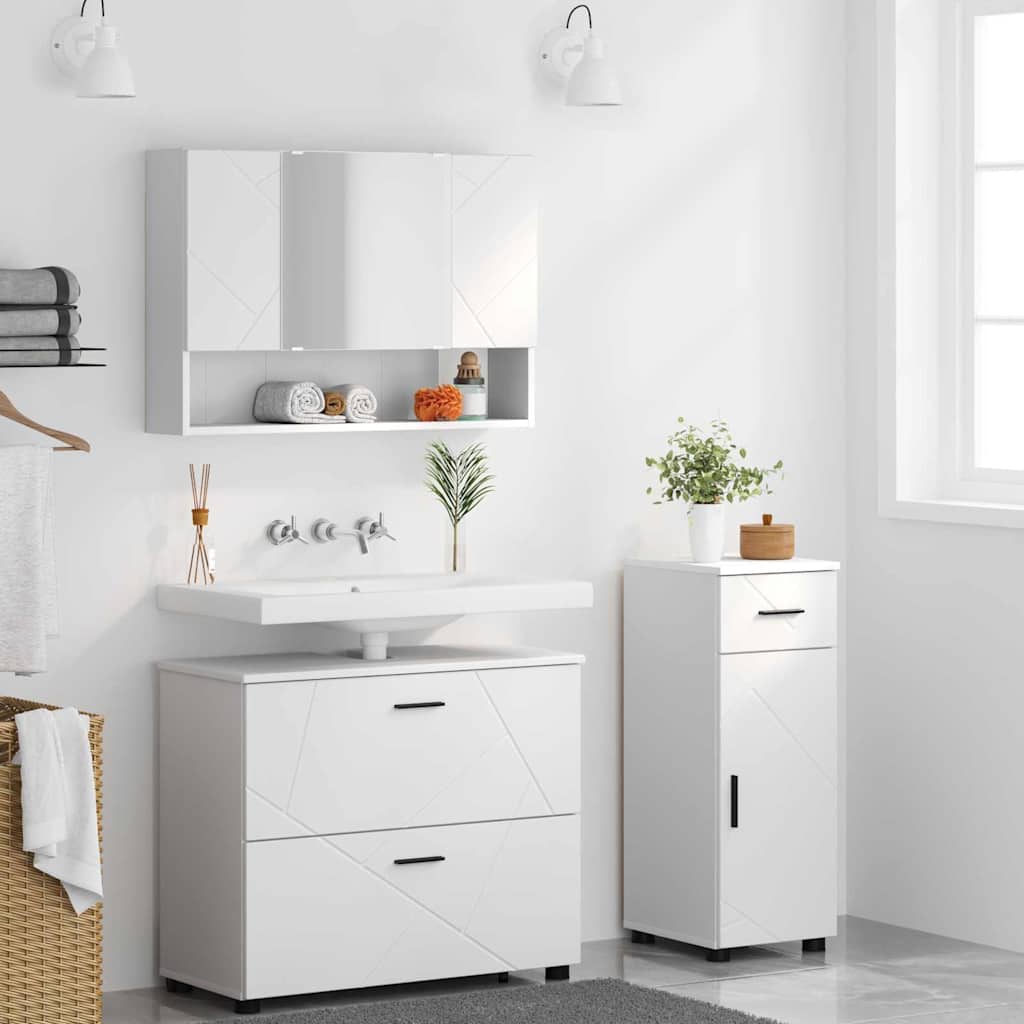 Ensemble de mobilier de salle de bain 3 pièces Blanc