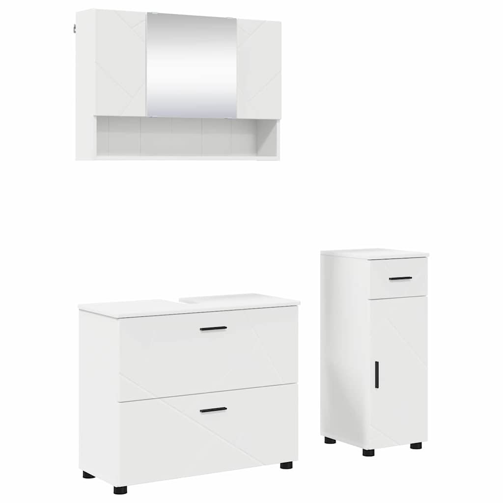 Ensemble de mobilier de salle de bain 3 pièces Blanc