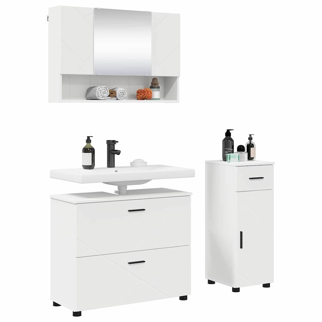 Ensemble de mobilier de salle de bain 3 pièces Blanc