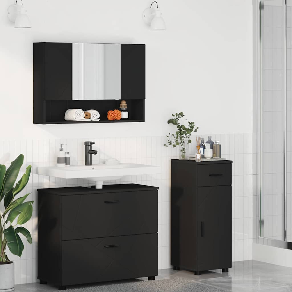 Ensemble de mobilier de salle de bain 3 pc Noir