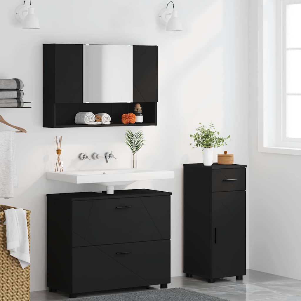 Ensemble de mobilier de salle de bain 3 pc Noir