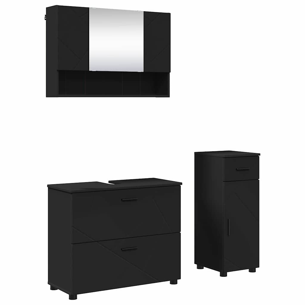 Ensemble de mobilier de salle de bain 3 pc Noir