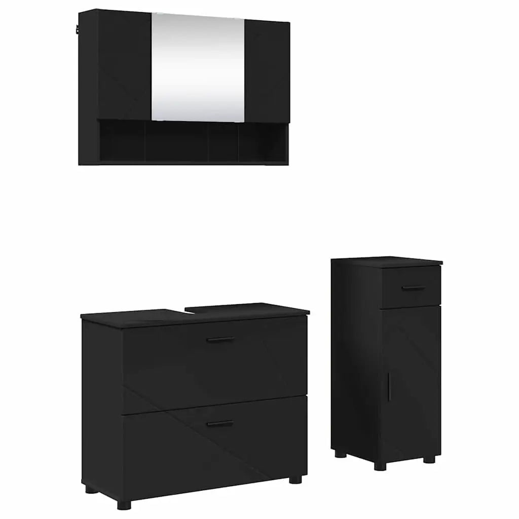 Ensemble de mobilier de salle de bain 3 pc Noir - XIOS