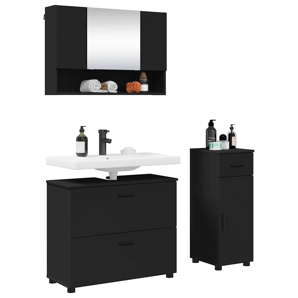 Ensemble de mobilier de salle de bain 3 pc Noir