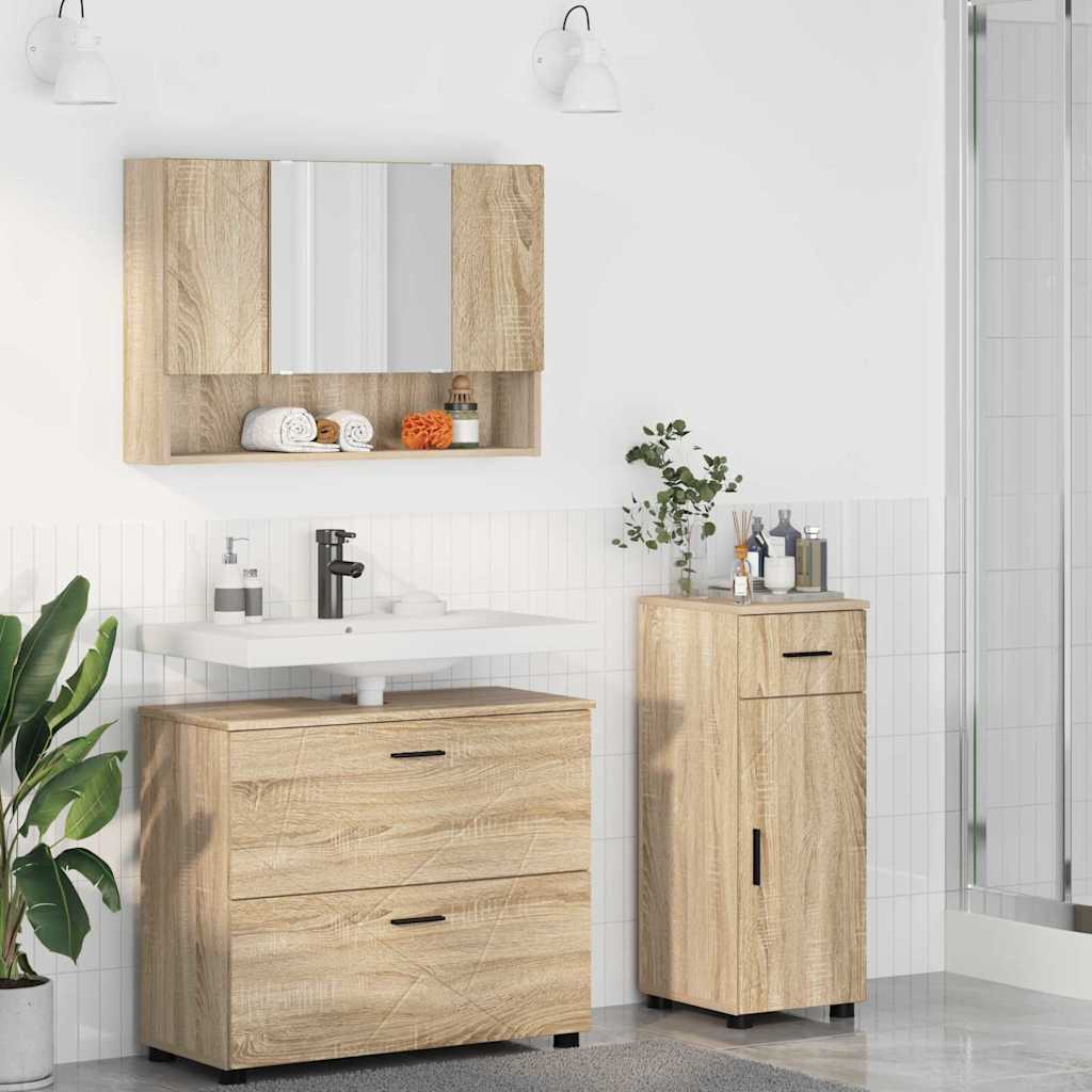 Ensemble de mobilier de salle de bain 3 pièces Chêne Sonoma