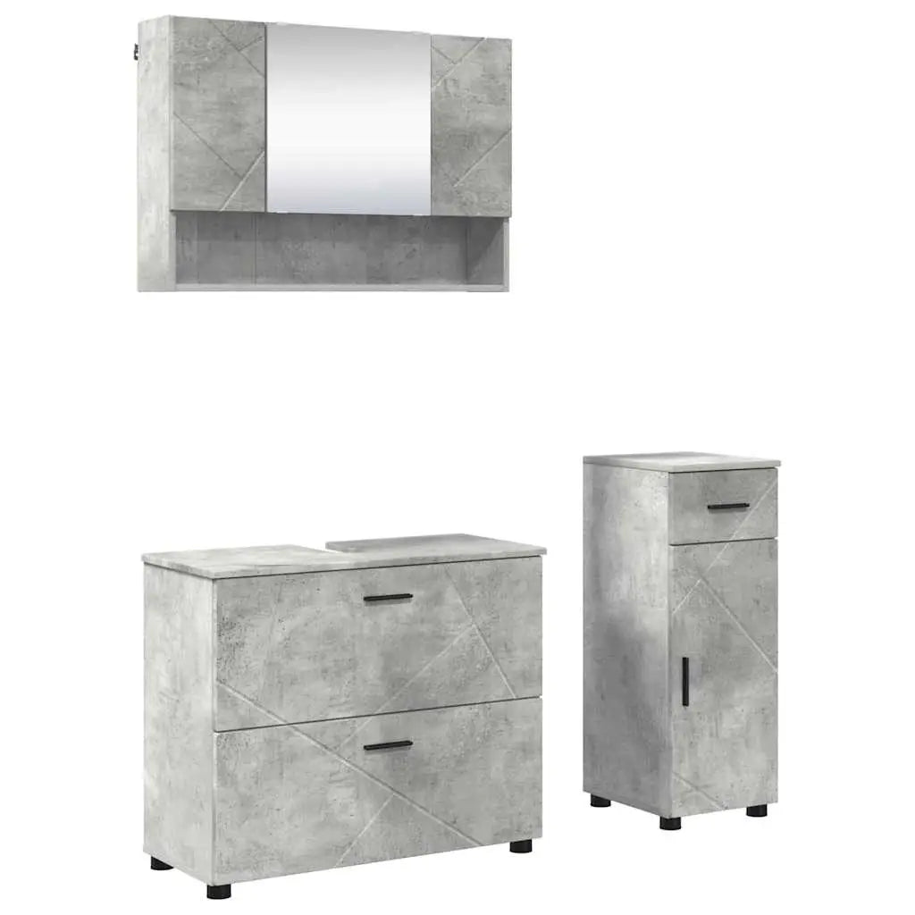 Ensemble de mobilier de salle de bain 3 pc Gris béton - XIOS