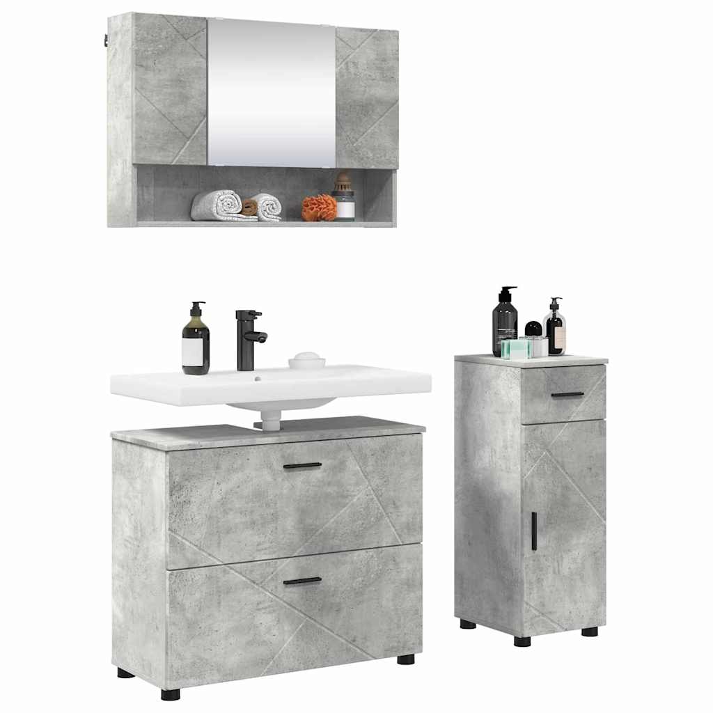 Ensemble de mobilier de salle de bain 3 pc Gris béton