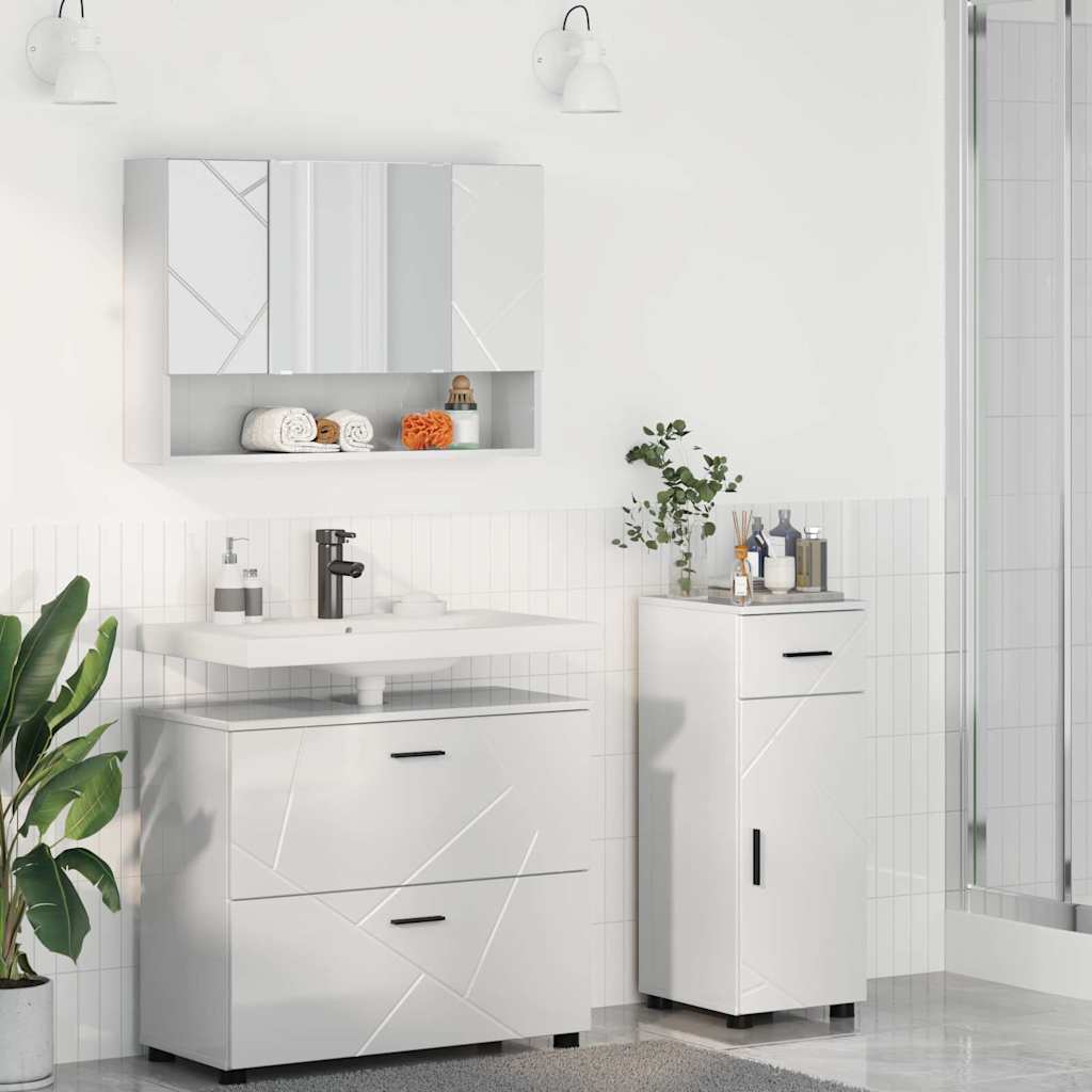 Ensemble de mobilier de salle de bain 3 pc Blanc brillant