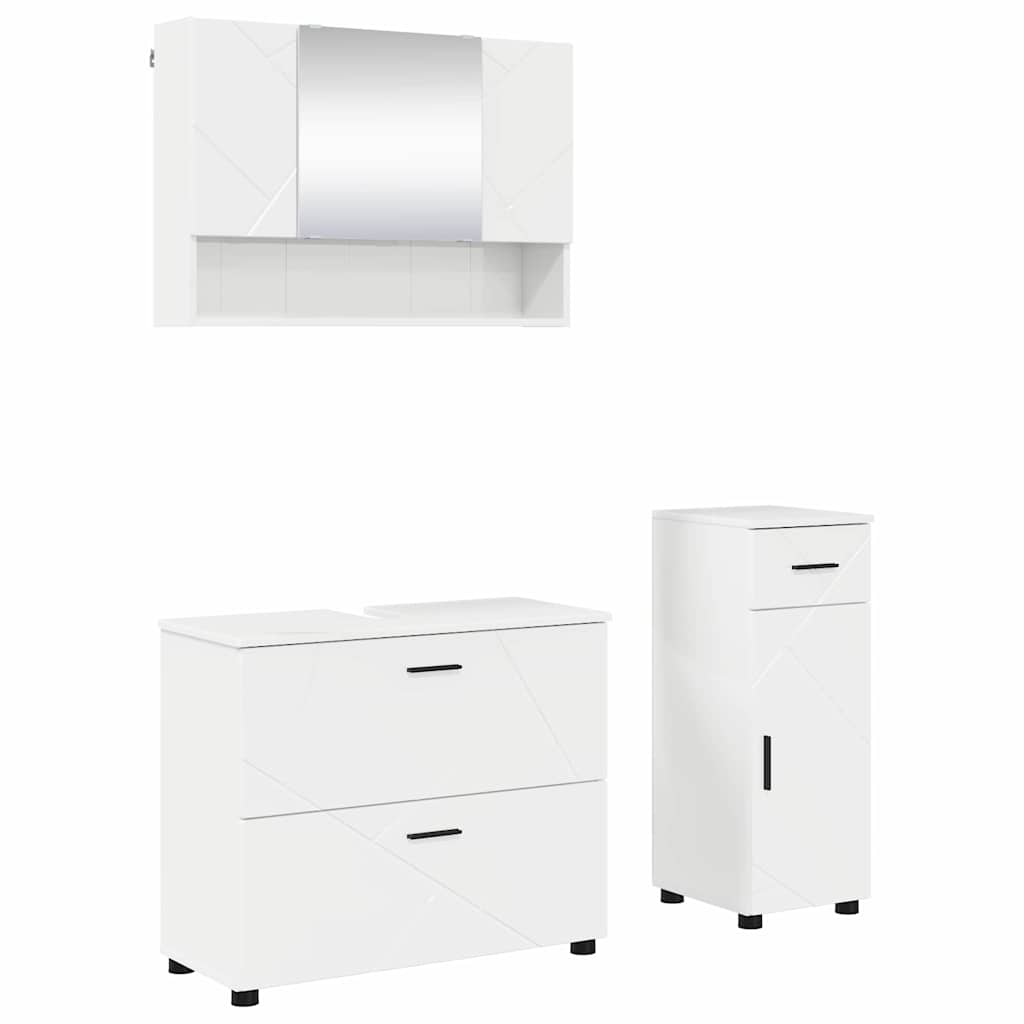 Ensemble de mobilier de salle de bain 3 pc Blanc brillant