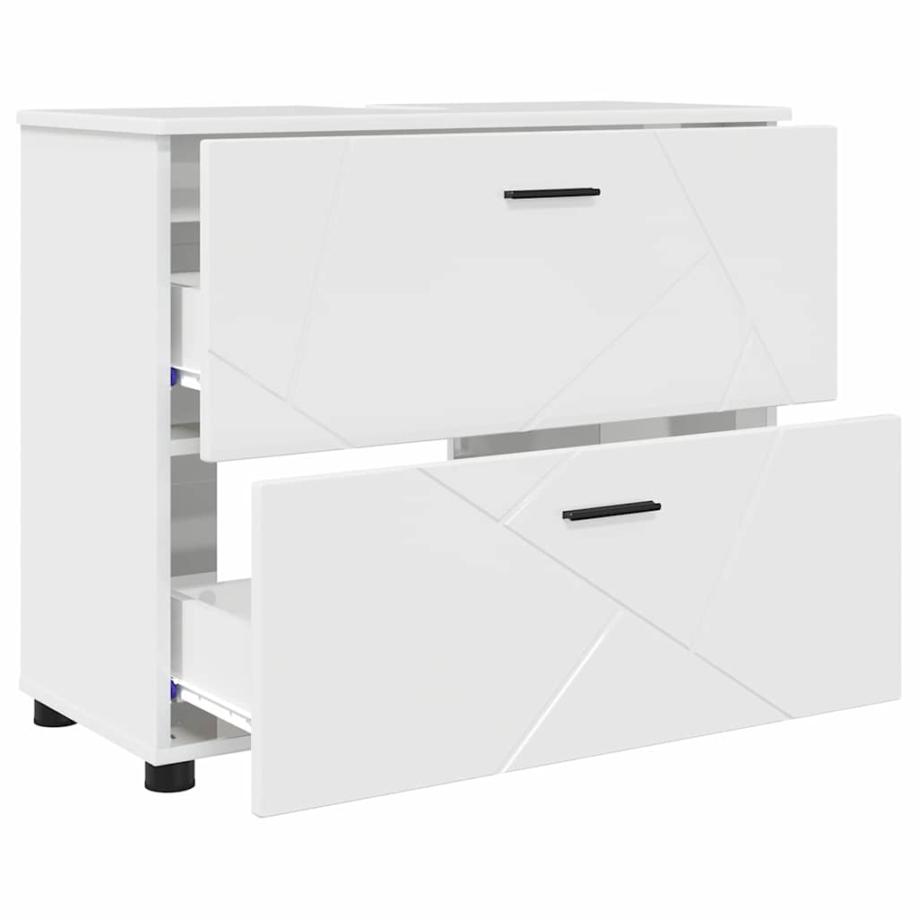 Ensemble de mobilier de salle de bain 3 pc Blanc brillant