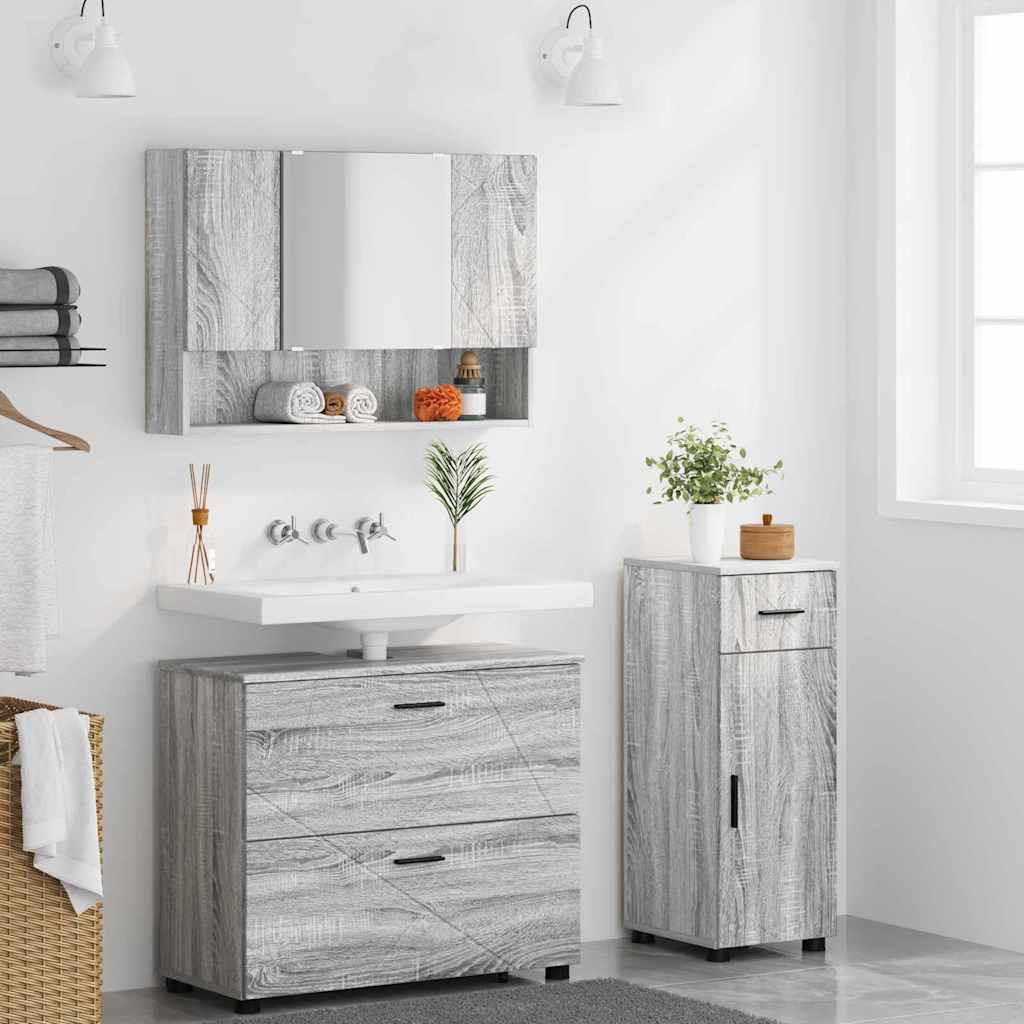 Ensemble de mobilier de salle de bain 3 pièces Gris Sonoma