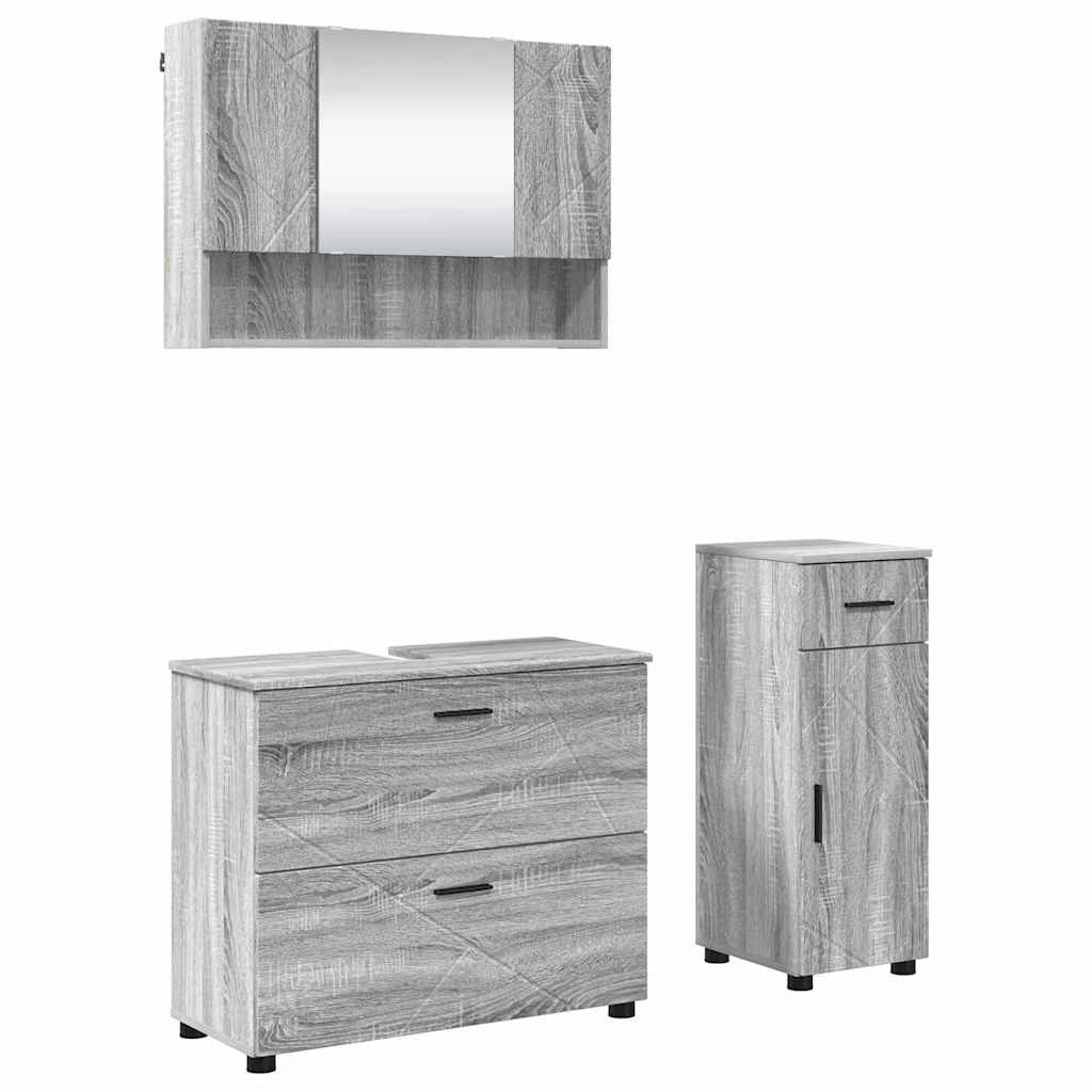 Ensemble de mobilier de salle de bain 3 pièces Gris Sonoma