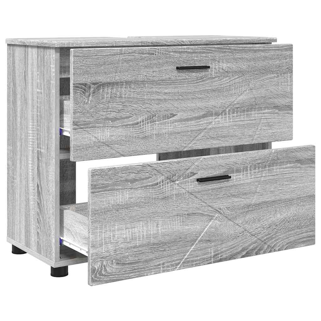 Ensemble de mobilier de salle de bain 3 pièces Gris Sonoma