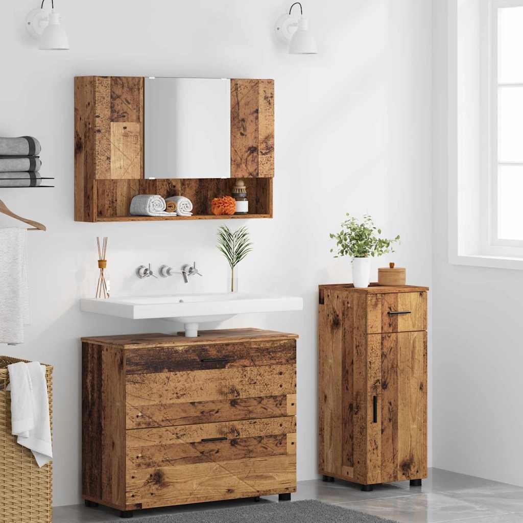 Ensemble de mobilier de salle de bain 3 pièces Bois Ancien