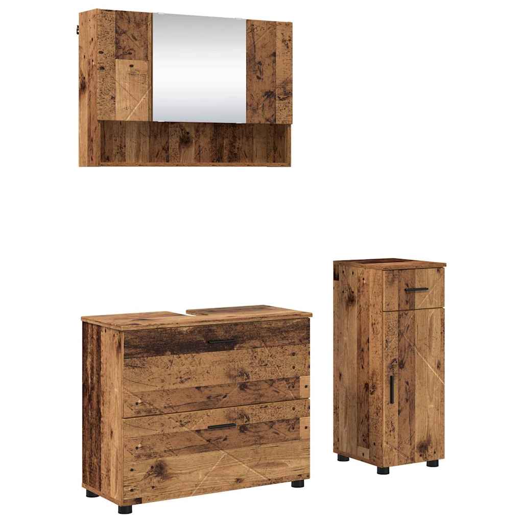Ensemble de mobilier de salle de bain 3 pièces Bois Ancien